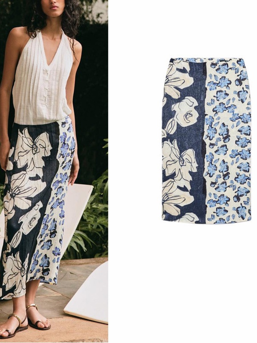 Zara Pattern Clash Midi Skirt